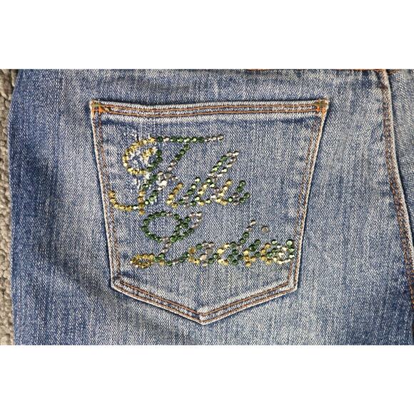 Fubu Jeans Womens 9/10 Denim Jeweled Rhinestone Cropped Y2K Vintage Hong Kong - Picture 6 of 10
